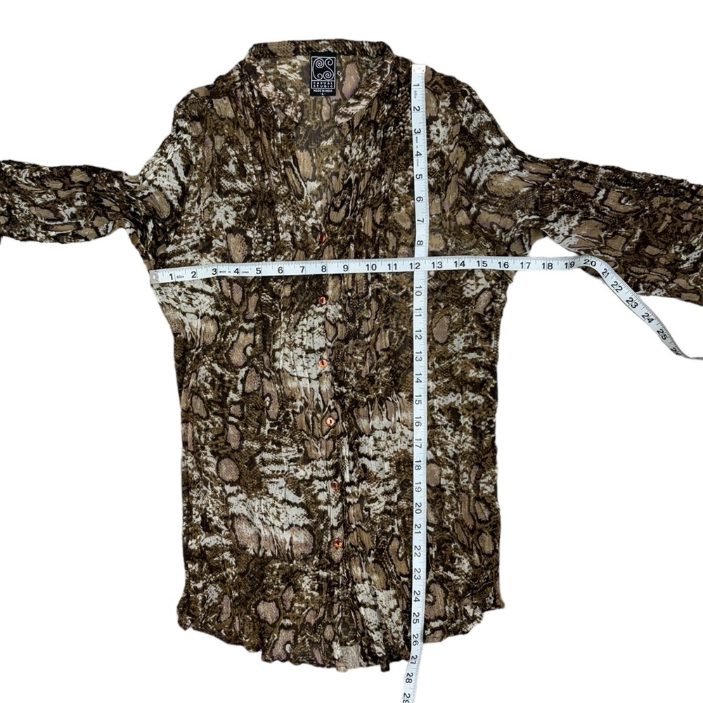 Snake Print Button Down Blouse Medium - image 7